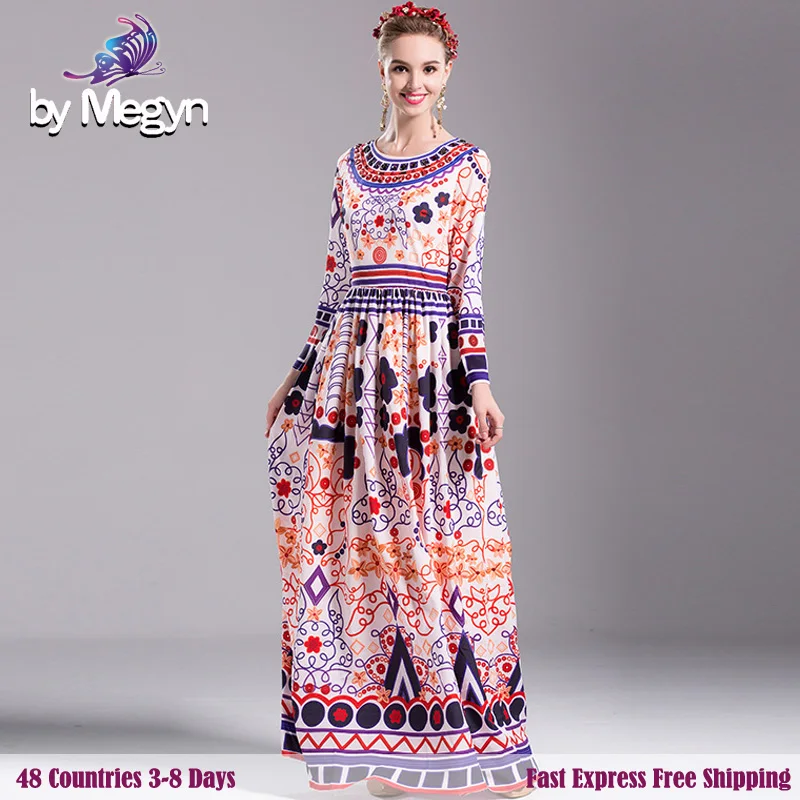 2017 High Quality Runway Maxi Dress New Women's Long Sleeve Beading Vintage Floral Printed Stuuning Long Dress Free Fast Express long-floral-maxi : image 2017 High Quality Runway Maxi Dress New Women's Long Sleeve Beading Vintage Floral Printed Stuuning Long Dress Free Fast Express long-floral-maxi