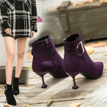 

Purple Noble Women's Boots New Stiletto High Heel Pointed Toe Sexy European & American Style Fashion Pretty Lady's Bare Boots