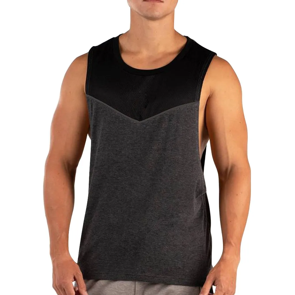 YOUYEDIAN Новая мода для мужчин летние стиль хлопок фитнес жилет Блузка без рукавов Топ - Цвет: Black