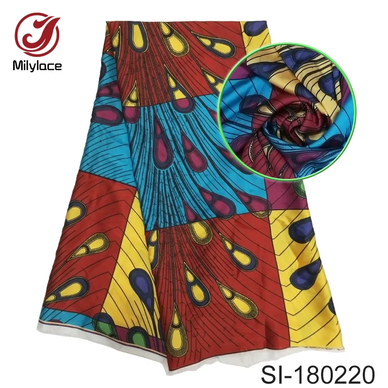 Горячая африканская восковая цифровая шелковая ткань с принтом модный разноцветный дизайн нигерийские шелковые ткани SI180220