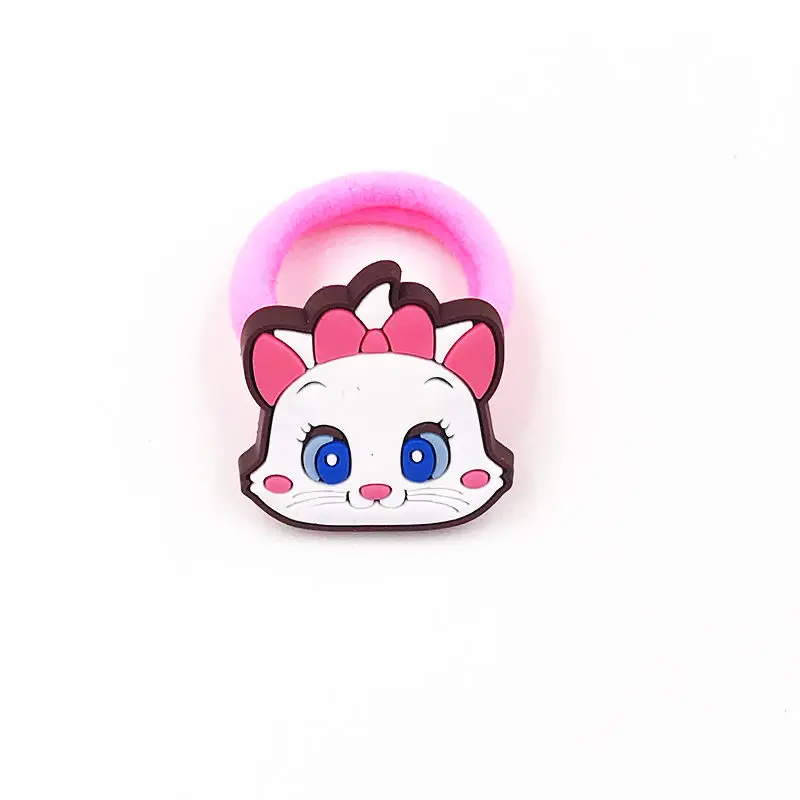 

1PCS Cartoon Marie Cat Icon Elastic Hair Bands Cute Kids PVC Head Accessories High Quality Nylon Soft Fabric Rubber Ropes