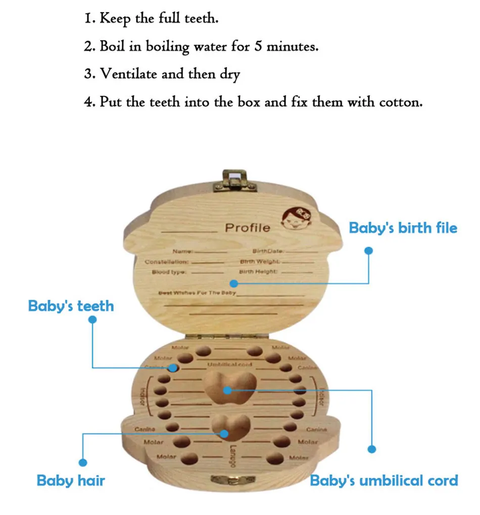 Английская/испанская/французская/Русская/итальянская креативная коробочка для молочных зубов детский пупочный шнур и детская коробка для