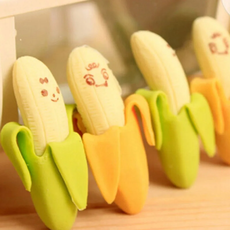 

Creative Cute 20Pcs Banana Fruit Pencil Eraser Rubber Novelty Kids Student Learning Office Stationery Kid Gift Free Shipping