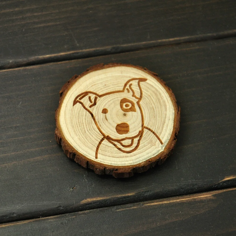 Pit Bull Terrier Tree Slice Dog Magnets Wooden Fridge Magnet Dog
