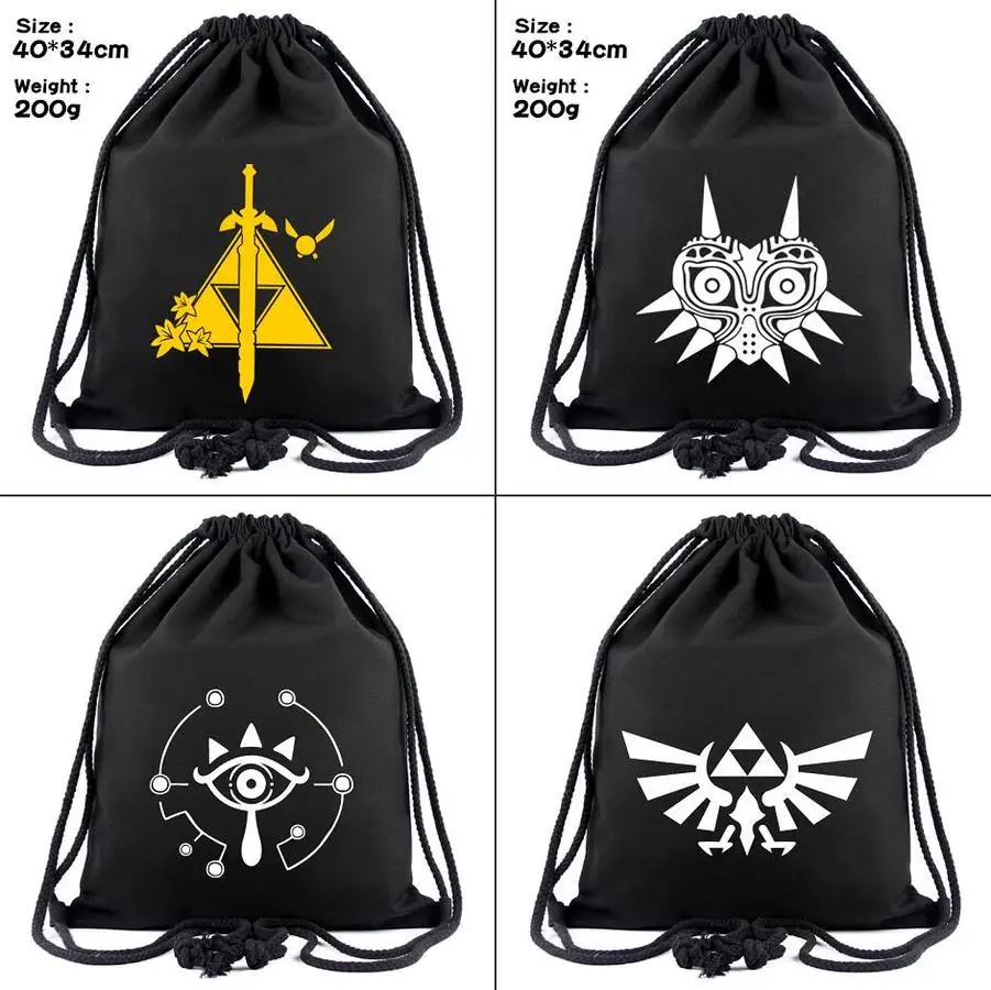 

Nintendo Legend of Zelda Breath of the Wild canvas Drawstring bag Backpack Women Cosmetic Container casual Beach Bag Shoes Pouch