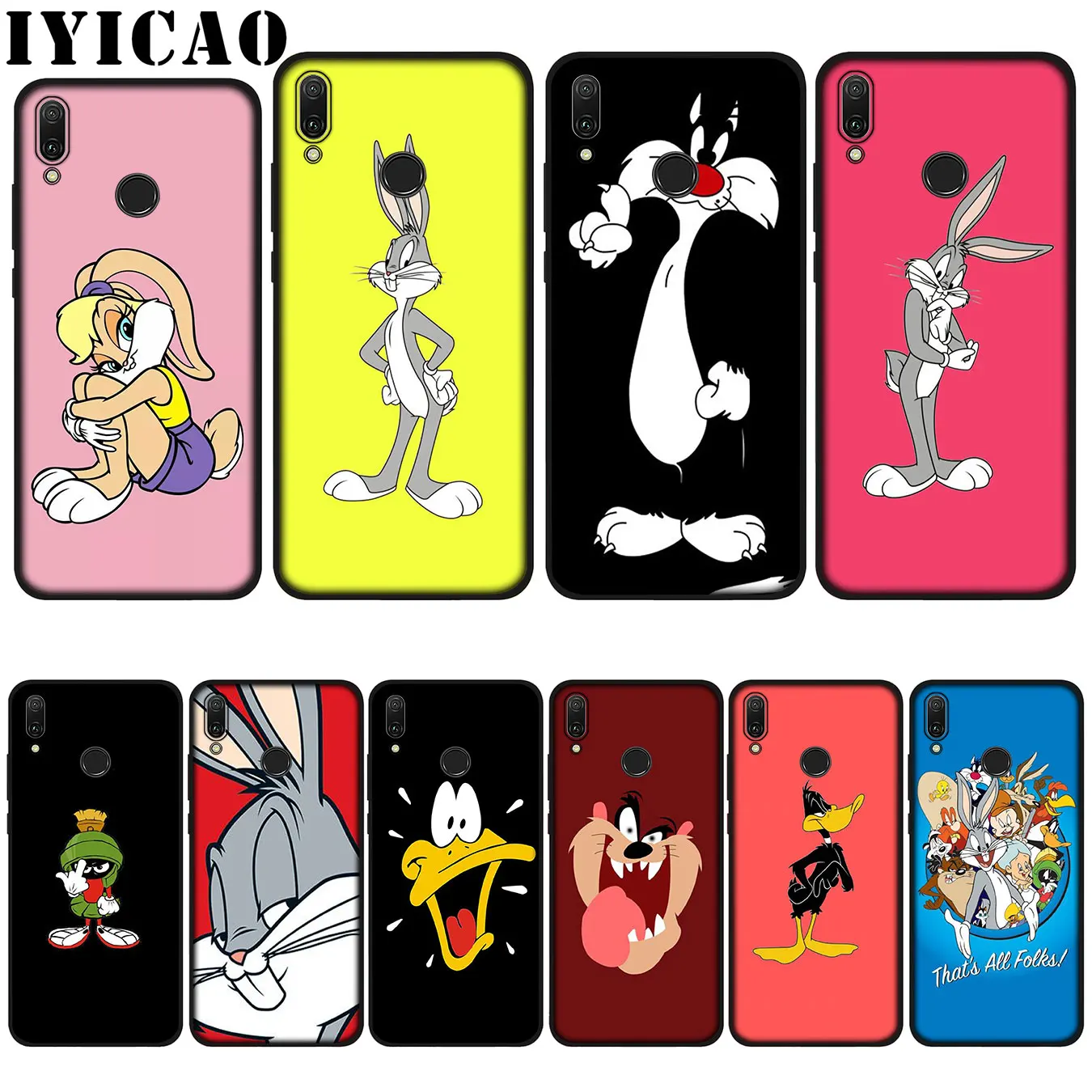 

IYICAO Looney Tunes Pattern Soft Case for Huawei P20 Pro P10 P8 P9 P30 Lite Mini 2017 P Smart 2019 Cover