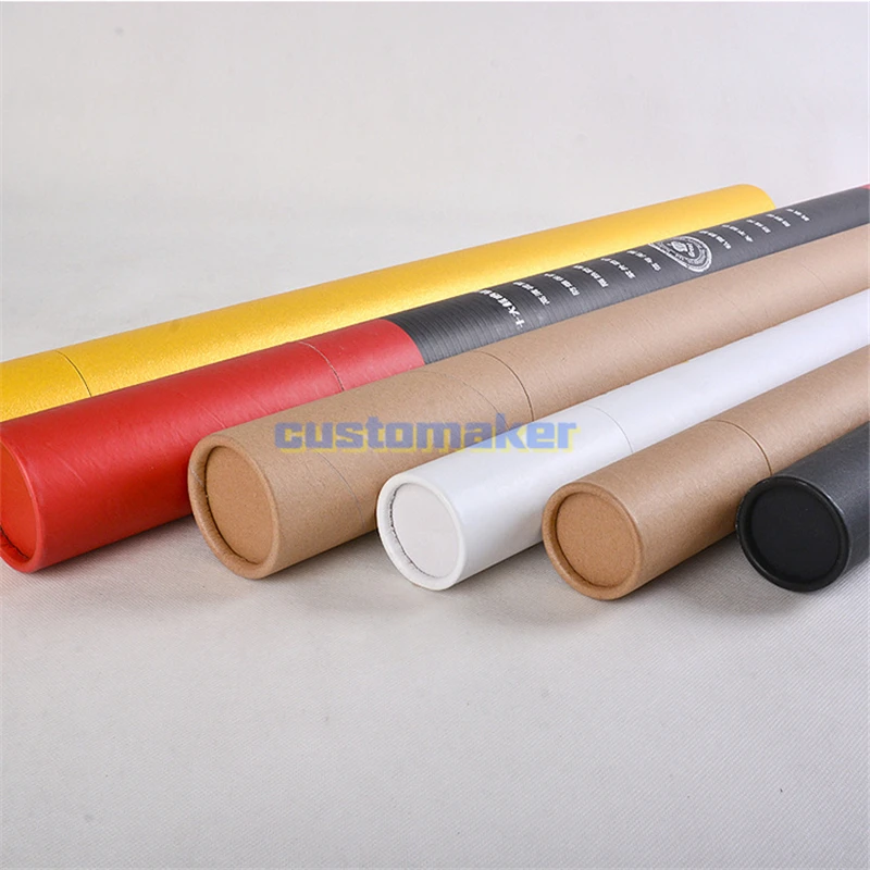 Custom Cardboard Picture Storage Poster Drafting Scroll Holder Kraft Recycled Paper packaging Tube with End Caps Container Tube