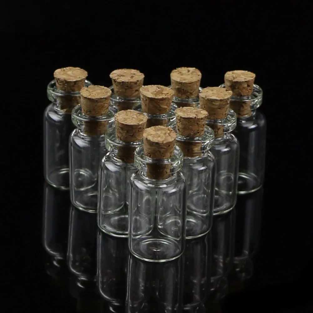 

10pcs Mini Glass Wish Bottle Vial with Cork Stopper Storage Pendant 0.5/1/2/20mL
