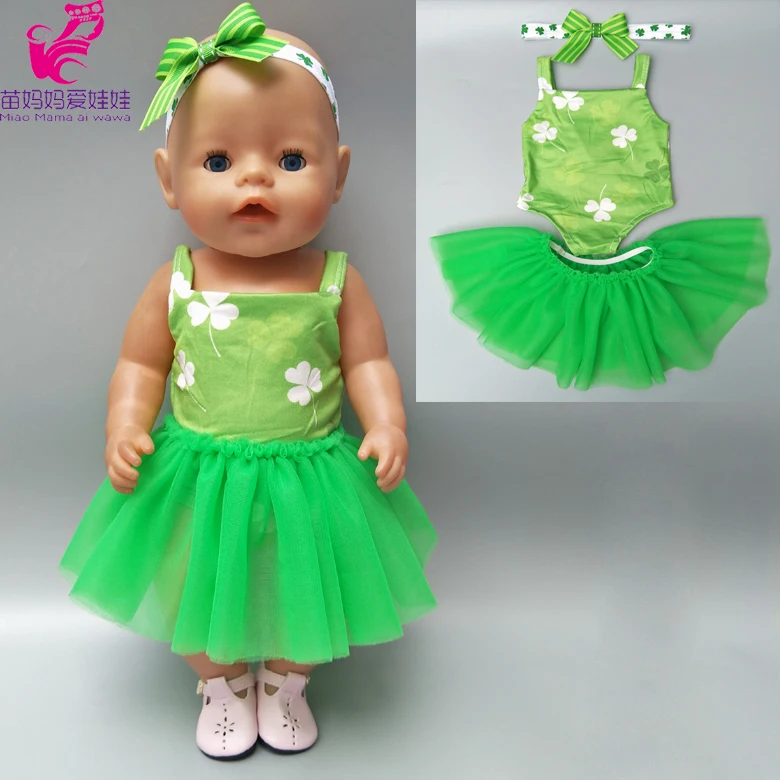 Doll clothes for 40cm doll born Baby Doll green princess dress suitable
