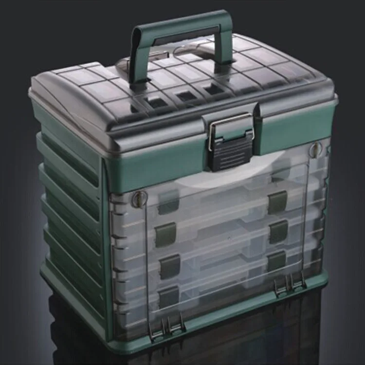 39*29*33cm 5 Layer PP+ABS Fishing Tackle Box Plastic Handle Fishing