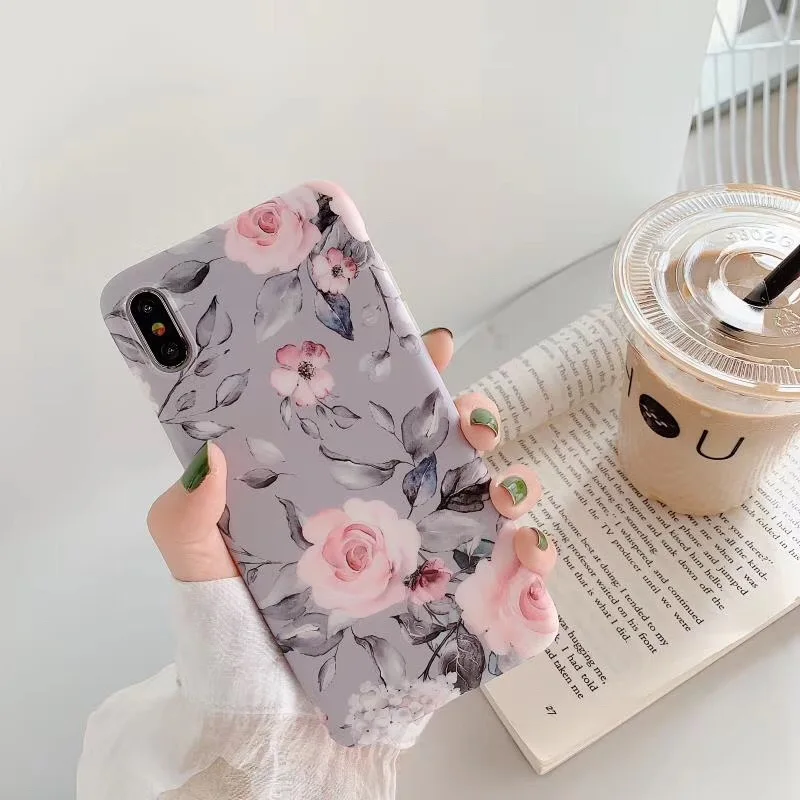 Art Flowers Marble Case For Samsung A40 A50 A70 Cover For Samsung S10E S10 S9 S8 Plus Silicone TPU Case Flower Soft Silicon