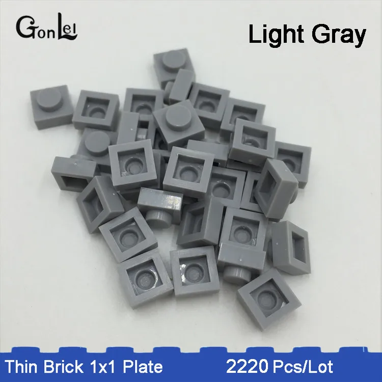 light gray color 2220 шт./лот MOC кирпич 1x1 пластины части 33 цвета выбор сделать qr-код и MOC Конструкторы блоки DIY игрушка ребенок совместим с - Цвет: light gray color