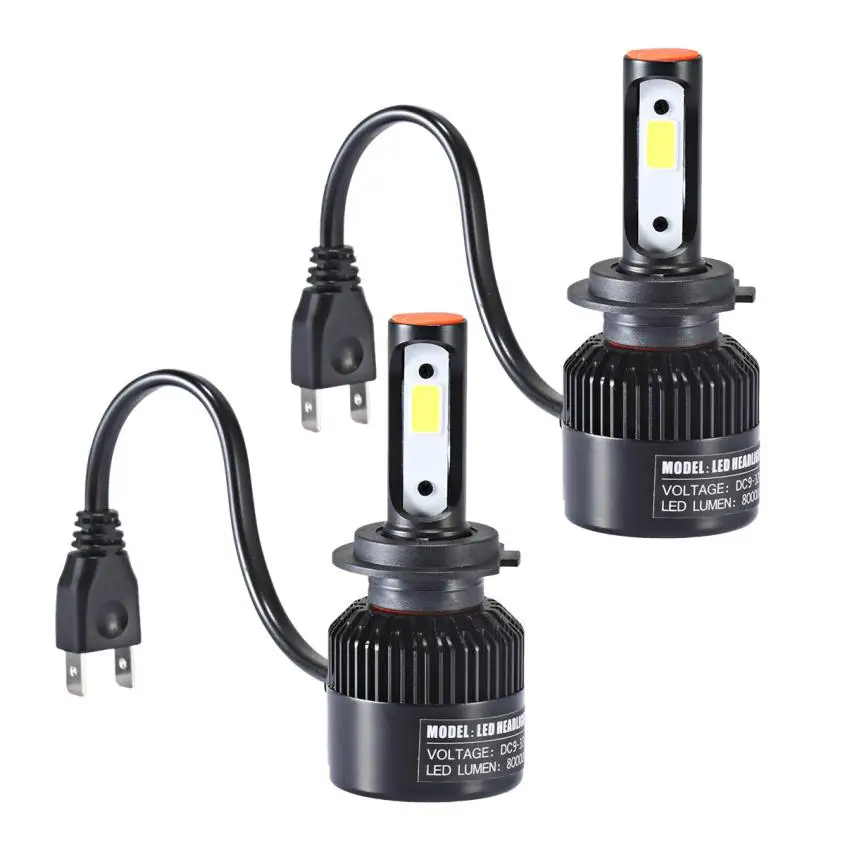 2pcs Pair 800W 16000LM H7 LED Lamp Headlight Kit Car Beam Automotive 2X LED Headlight Lights Bulb HiLo Beam Super