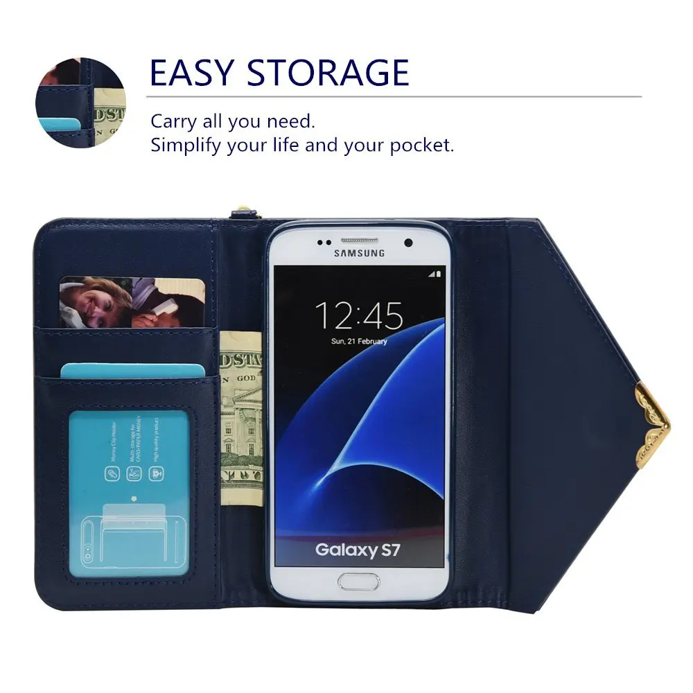 Magetic кожаный чехол-бумажник для samsung Galaxy S7 Edge S8 Plus Note 8 7 конверт флип чехол держатель для карт женская сумочка