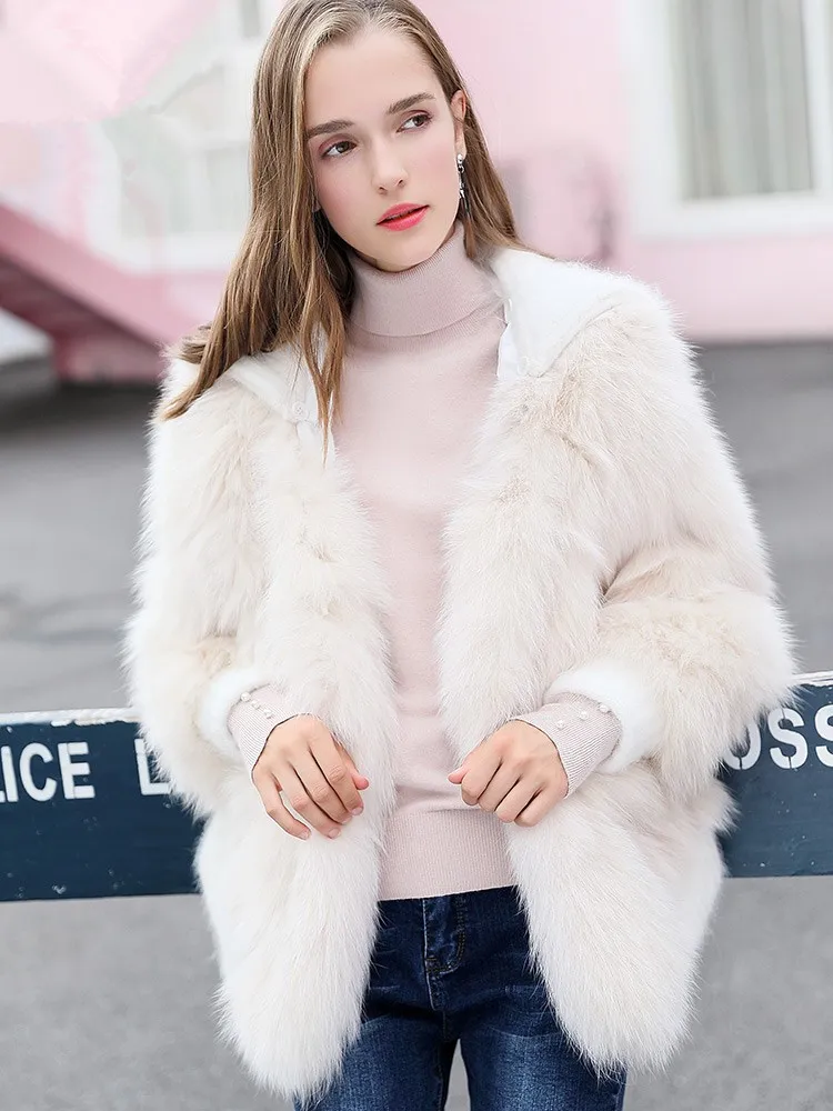 Real Fox Fur Coat Winter Coat Women Clothes 2018 Rabbit Fur Collar Autumn Coats and Jackets Women Korean Jacket Abrigos MY1111