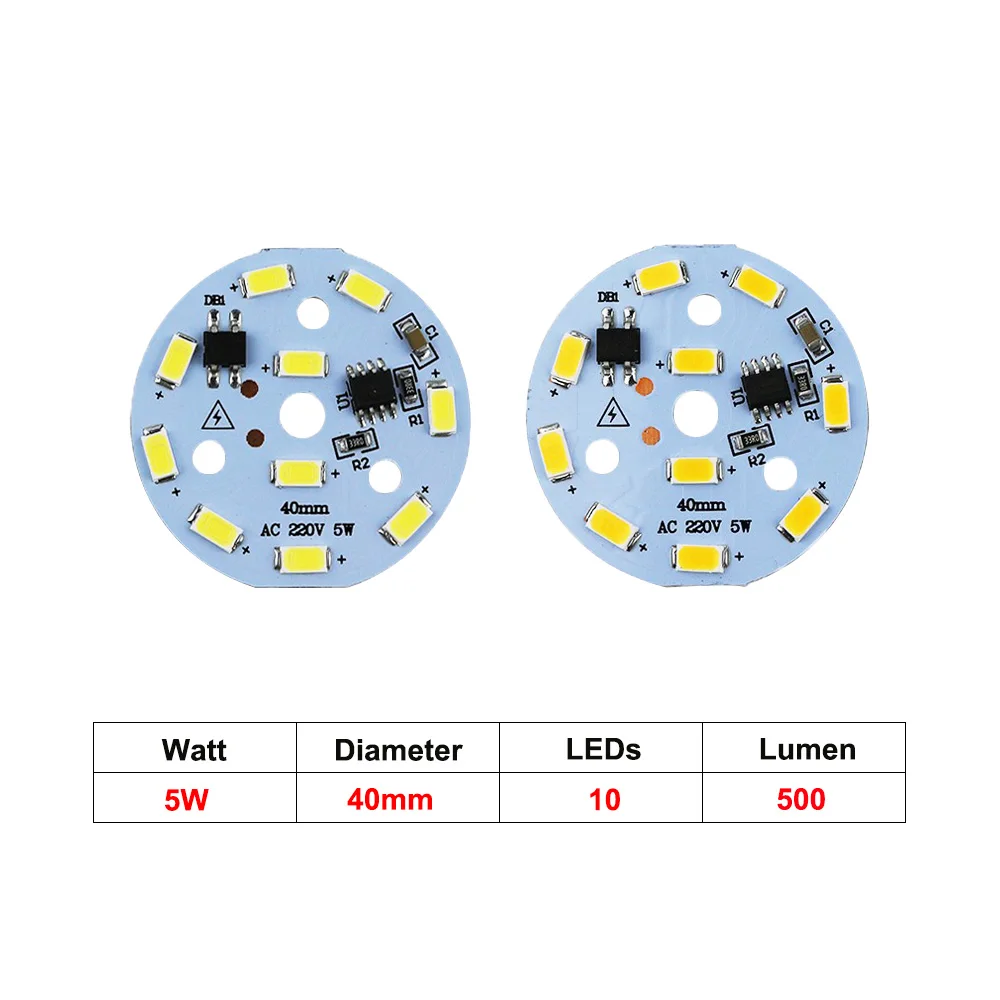 10 шт. светодиодный светильник, источник 220 В, интегрированный IC драйвер, светодиодный светильник 3 Вт 5 Вт 7 Вт 10 Вт 12 Вт 15 Вт 18 Вт 24 Вт 36 Вт 5730 SMD для дома, светильник ing JQ - Испускаемый цвет: 5W 40mm