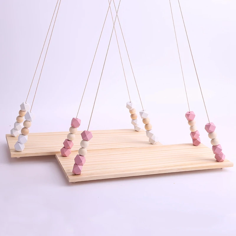 

Simple Baby Room Wooden Beads Shelf Storage Wall Decorations Candy Organization Hanger Photography Props Shelves Storage Decor