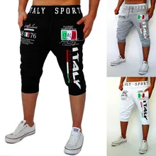 Мода г. летняя одежда Капри Италия цифровой печати для спорта хип хоп Фитнес Обувь для мальчиков штаны с эластичной резинкой на