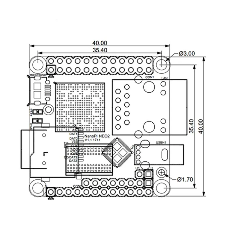 NanoPi NEO2 v1.1 LTS макетная плата быстрее, чем Raspberry PI 40X40 мм(512 МБ/1 ГБ DDR3 Оперативная память) ARM Cortex-A53