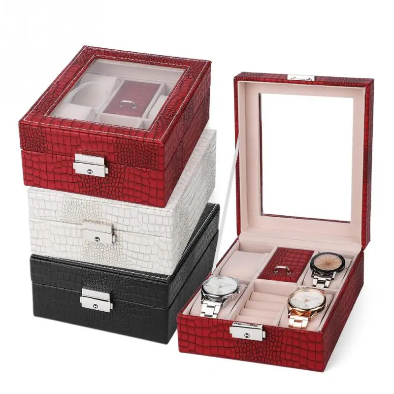 

Watch Box Jewelry Necklace Ring Earring Bracelet Box Organizer Storage Case with Lock Design
