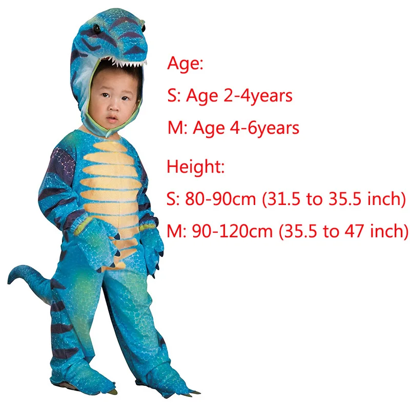Костюм трицератопса мальчиков дети маленькие T-Rex костюм Косплэй динозавров комбинезон Хэллоуин Косплэй Новогодние костюмы для детей