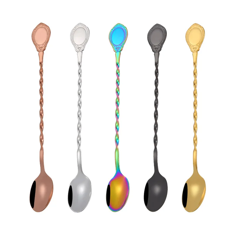 Iced tea cocktail dtirring spoon creative  spiral coffee spoon bar mixing spoon long handle spoon 4