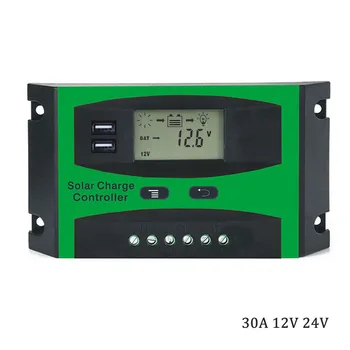 

LCD 30A 12V/24V Solar Panel System generator cell Panel Charger Battery Battery Controller with two USB 5V Charge