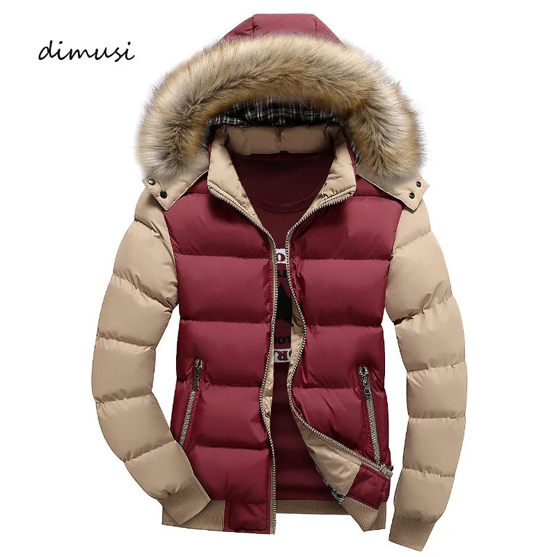 

DIMUSI Winter Jacket Men Warm Jacket Casual Thick Parka Men Padded Jacket Male Fur Collar Slim Hooded Winter Coat Men 4XL,YA702