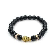 Популярные украшения натуральные черные микро циркониевые сверла круг буддизм бусины в виде голов браслеты с орнаментами