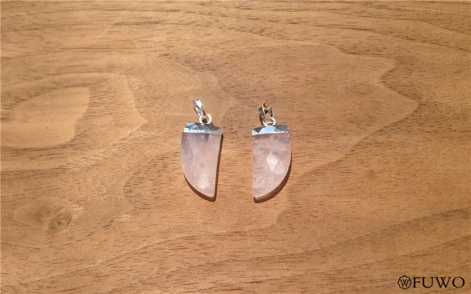 Horn Shape Natural Rose Quartz Pendant 10
