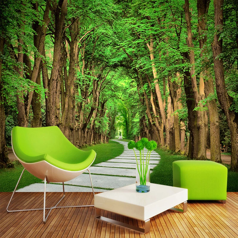 

Custom Photo Wallpaper Trees Forest Stone Road 3D Visual Art Photography Background Wall Painting Living Room Sofa Bedroom Mural