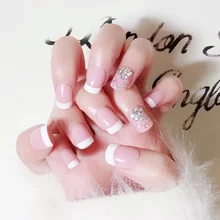 24 шт накладные ногти французские Советы Дизайн искусства накладные ногти советы полное покрытие ногтей с клеем горячий МДФ