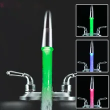 2 шт. 3 Цвет Датчика Температуры Воды Кран Кухонный Кран Светодиодные Glow Душ горячие продаж