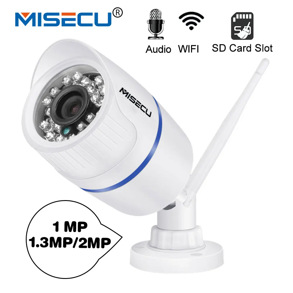 

MISECU WiFi IP Camera 1080P 720P ONVIF Wireless Wired P2P CCTV Bullet Outdoor Camera Audio With SD Card Slot Free Power Adapter