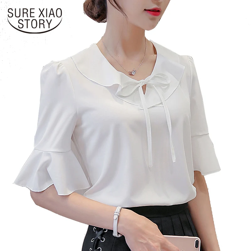 

new arrival 2018 summer blouse women sweet short sleeved shirt female thin all-match clothing causal bottoming D228 30