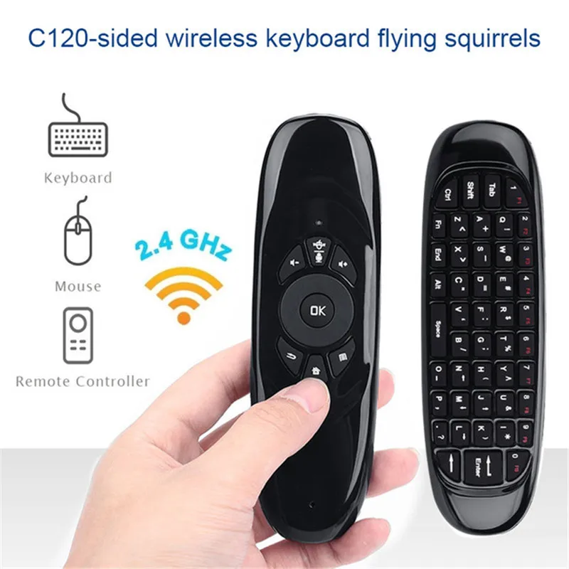 Русский Английский C120 Fly Air mouse 2,4G мини беспроводная клавиатура перезаряжаемый пульт дистанционного управления для Android tv пульт дистанционного управления tv Box PC