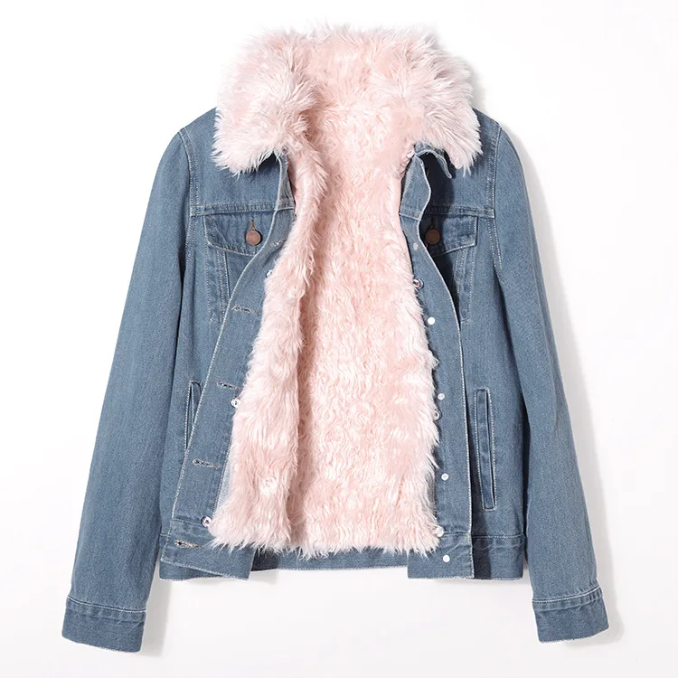 jean jacket with pink fur hood