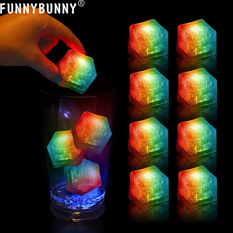 

FUNNYBUNNY 5PCS LED Glow Ice Cubes Multiple Color Lights up Toy Party Bars and Festival