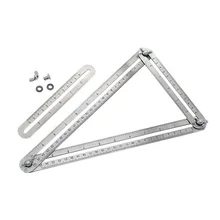 Stainless steel four-fold ruler movable folding ruler multi-angle change ruler tool measurement four-sided parallel angle ruler binoax aluminum alloy four sided ruler measuring instrument template angle tool mechanism slides with laser engraving