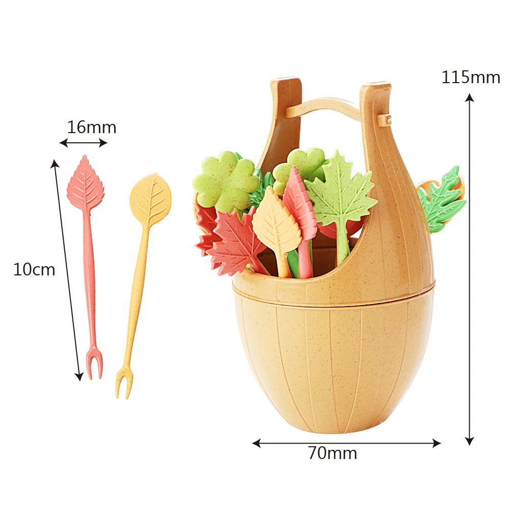 16 шт./компл. Настольный Декор Инструменты ПП тканые плоды вилкой набор предметов первой необходимости соломы листья торт салат овощи вилки