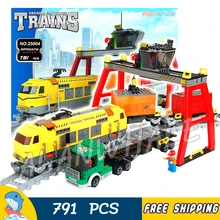 791 pcs Criador Clássica Estação de Trens de Carga Linha Férrea Caminhão Modelo 25004 Blocos de Construção de Tijolos Brinquedos Compatíveis Com lego