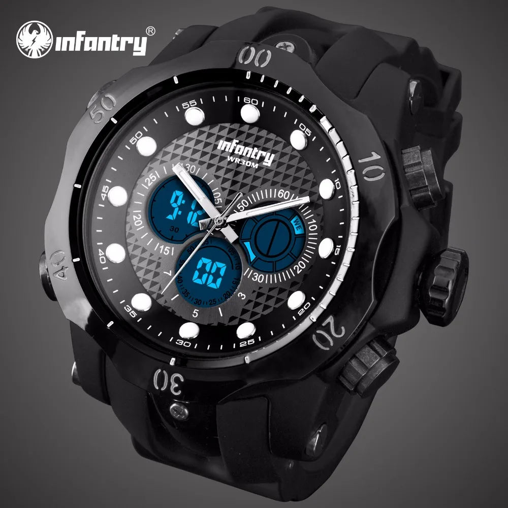 INFANTRY Mens Watches Top Brand Luxury Analog Digital Watch Men Aviator