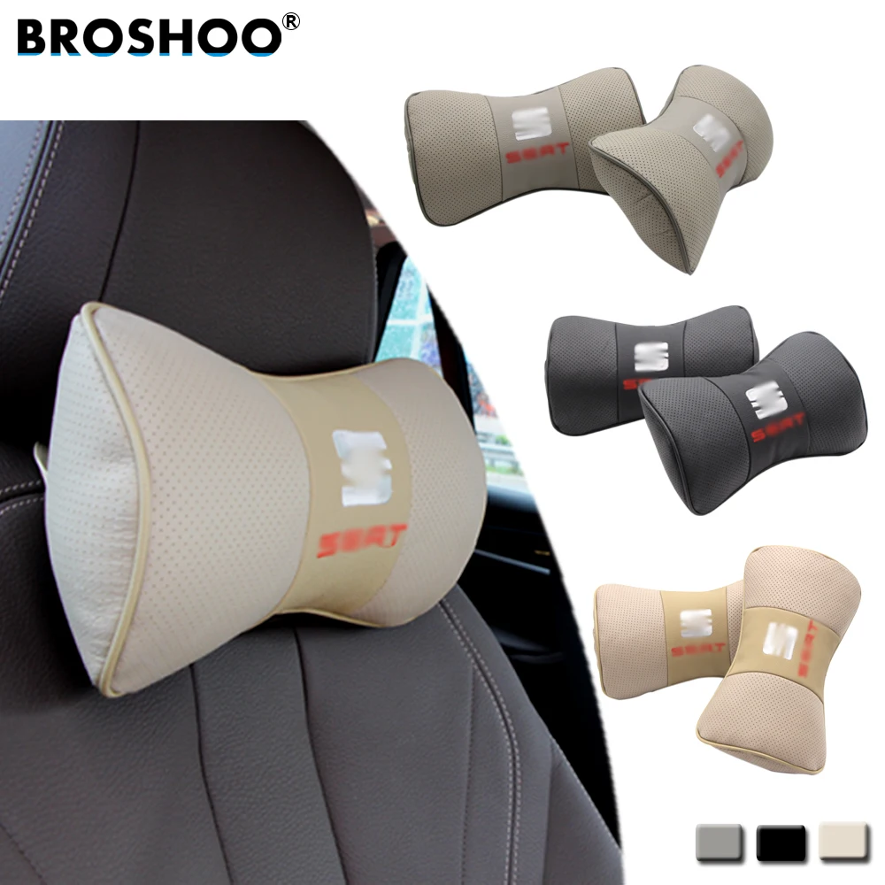 BROSHOO Auto Leather Car Headrest Neck Pillow For Seat Head Neck Rest Cushion Headrest Pillow