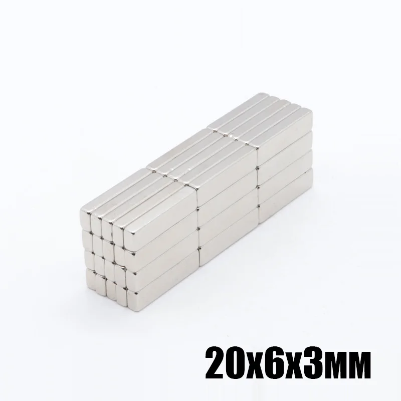 50 шт. 20x6x3 мм N35 Сильный квадратный NdFeB редкоземельный магнит 20*6*3 неодимовые