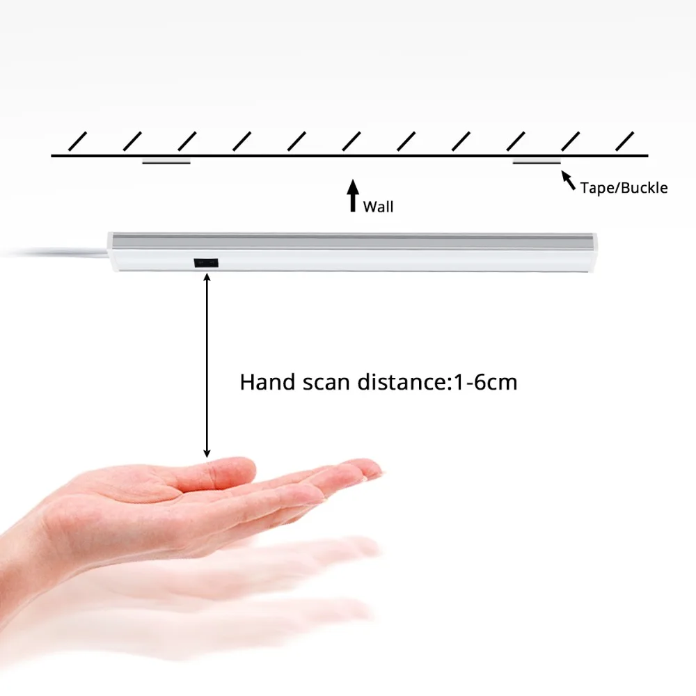 5 Вт 6 Вт 7 Вт ручная развертка развертки Сенсор светодиодный бар светильник 12V светодиодный трубка Кабинета светильник ручной движения Сенсор светодиодная кухонная лампа 30 см 40 см 50 см