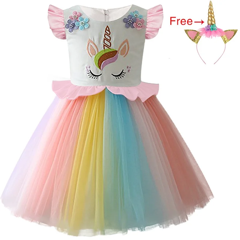 

2019 New style 3-10 year summer dress Unicorn children princess dress Children's clothing girls dress wedding dress