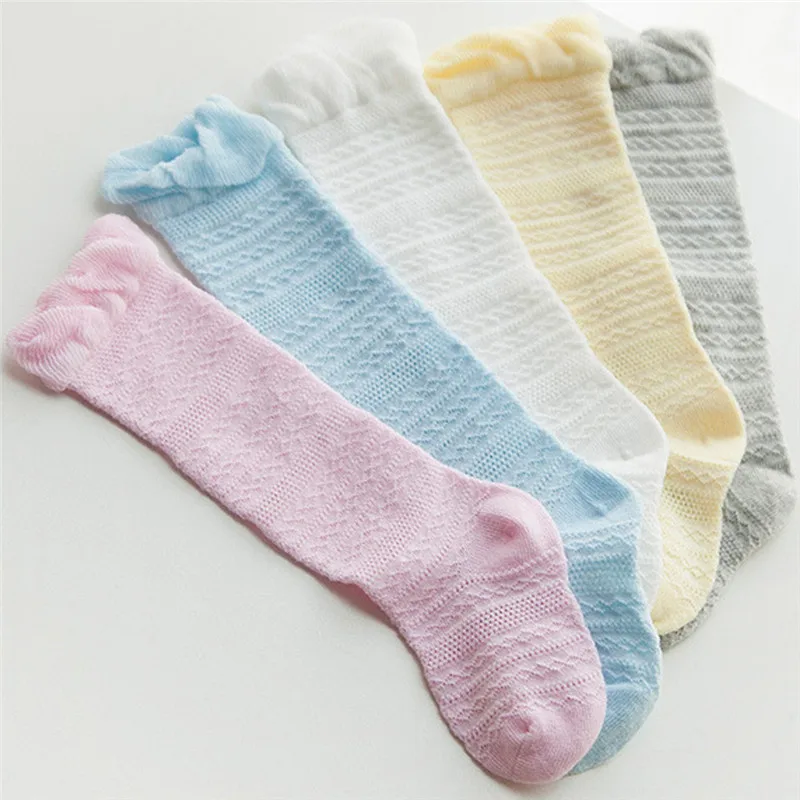 kids socks Newborn Baby Boys Girls Solid Lace Knee High Antislip Princess Stockings Socks kniekousen meisje #4j12 (2)