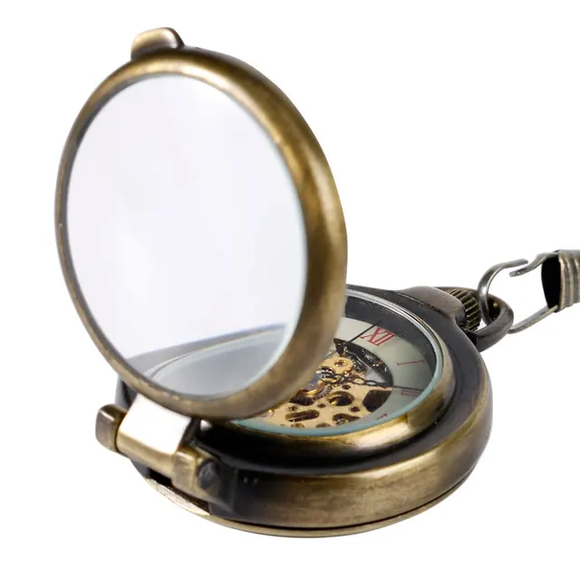 Hand Wind Mechanical Pocket Watch Cool 180 degrees Open Case Transparent Glass C Hand Wind Mechanical Pocket Watch Cool 180 degrees Open Case Transparent Glass C