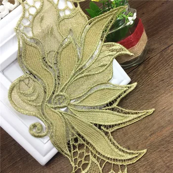 

2yard 18cm Gold Embroidered Lace Trim Applique Embroidery Maple Leaf Dentelle Lace Ribbon Sewing Accessories Encaje TR0023