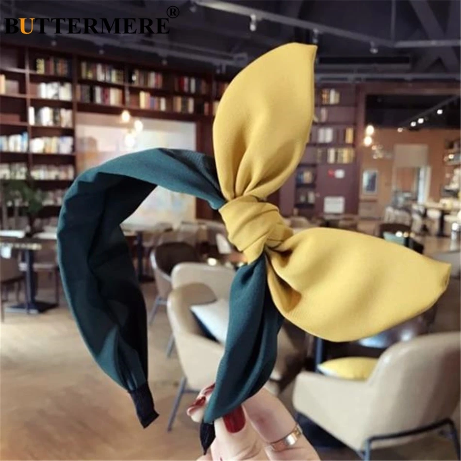 

BUTTERMERE Korean Hair Band For Women Contrast Color Headband Girls Bow Hair Hoop Ladies Hairband Spring Autumn Hair Accessories